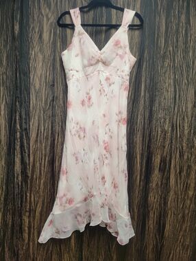 jonathan martin Pink Floral V-Neck Midi Dress